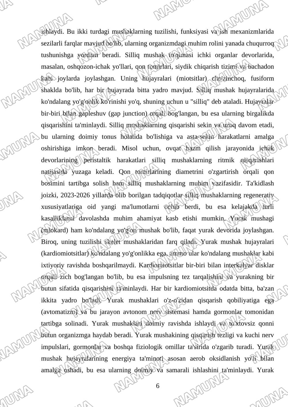 Muskul sistemasi va tuzilishi — mustaqil ish, 6-varaq