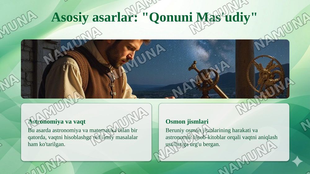 Abu Rayhon Beruniyning asarlarida xronologiyaga oid ma'lumotlar — taqdimot, 7-slayd