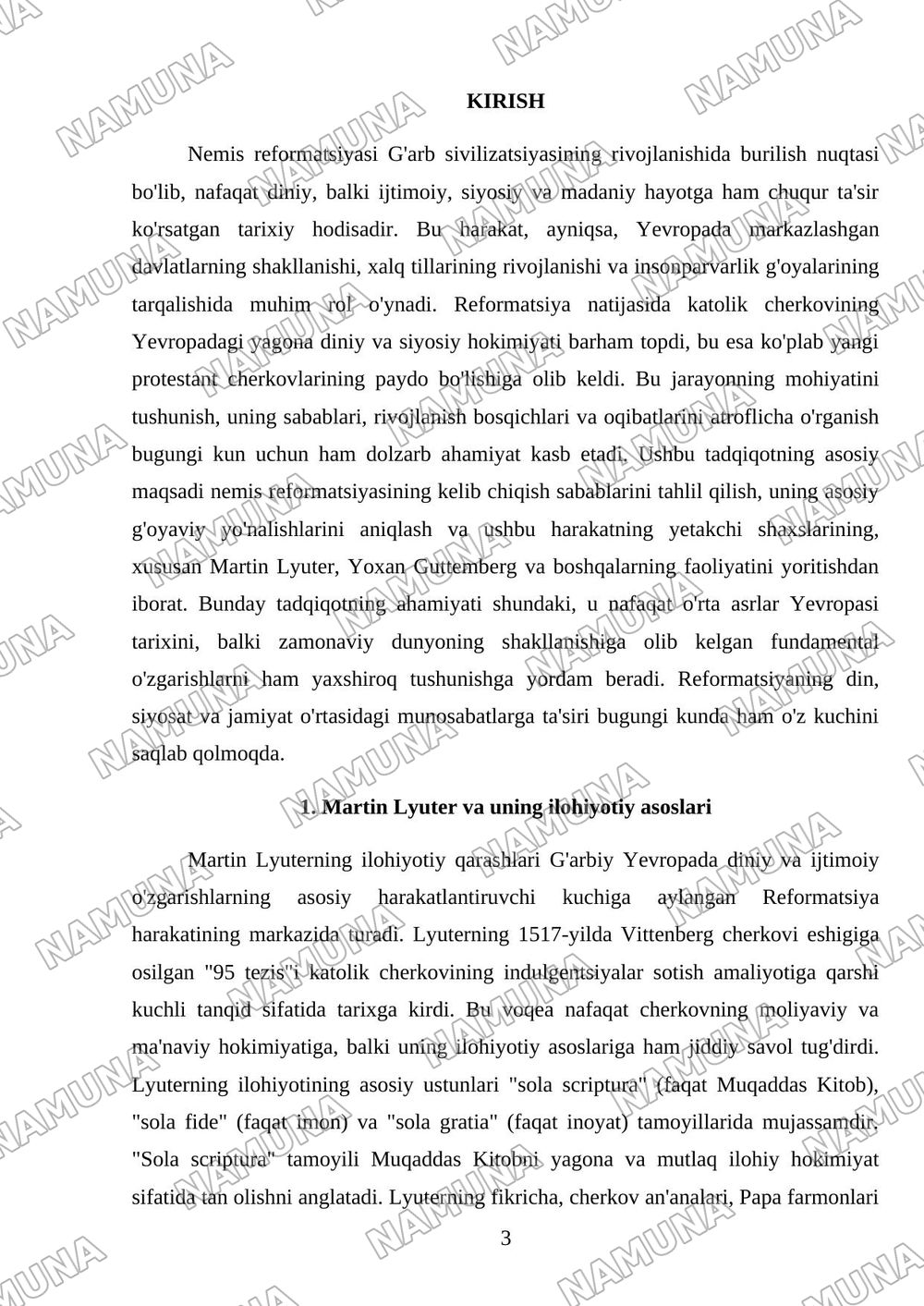 Nemis reformatsiyasi va uning g'oyaviy yetakchilari — mustaqil ish, 3-varaq