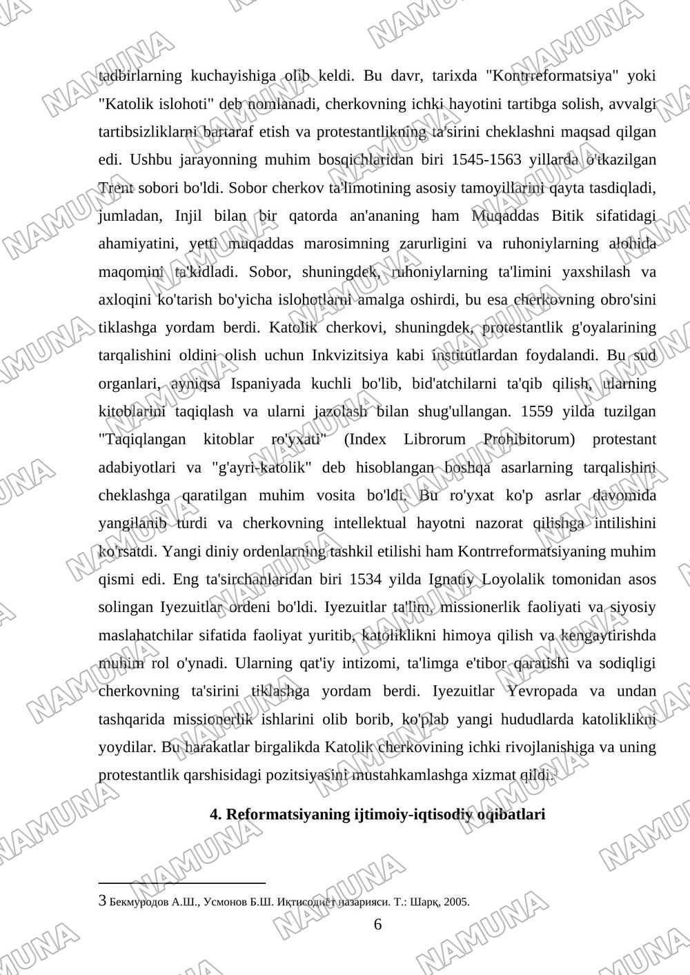 Nemis reformatsiyasi va uning g'oyaviy yetakchilari — mustaqil ish, 6-varaq