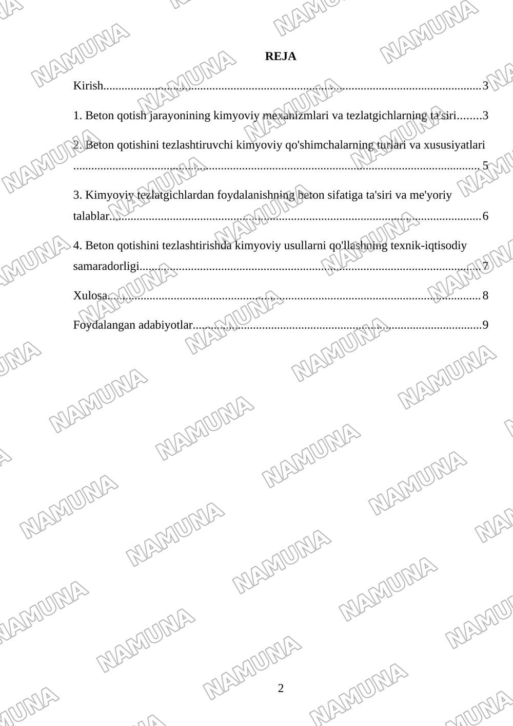 Beton qotishini tezlashtirishda kimyoviy usullarni qo'llash — mustaqil ish, 2-varaq