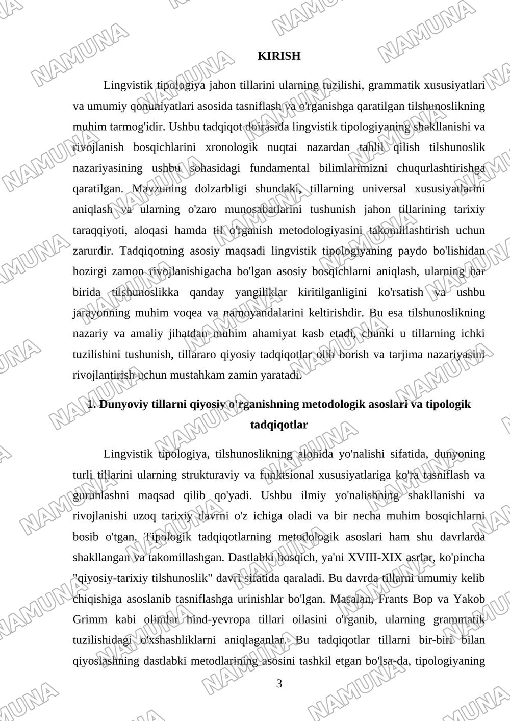 Lingvistik tipologiyaning shakllanishi va rivojlanish bosqichlari (Xronologik jadval tuzish va bosqichlarni sharhlash yakka tartibda) — mustaqil ish, 3-varaq