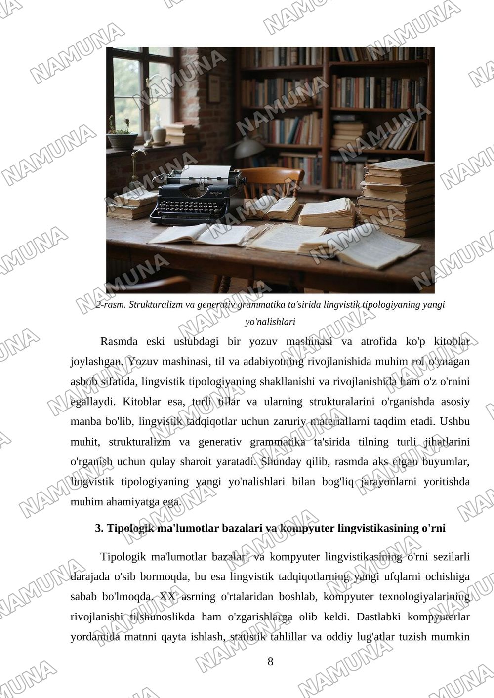 Lingvistik tipologiyaning shakllanishi va rivojlanish bosqichlari (Xronologik jadval tuzish va bosqichlarni sharhlash yakka tartibda) — mustaqil ish, 8-varaq