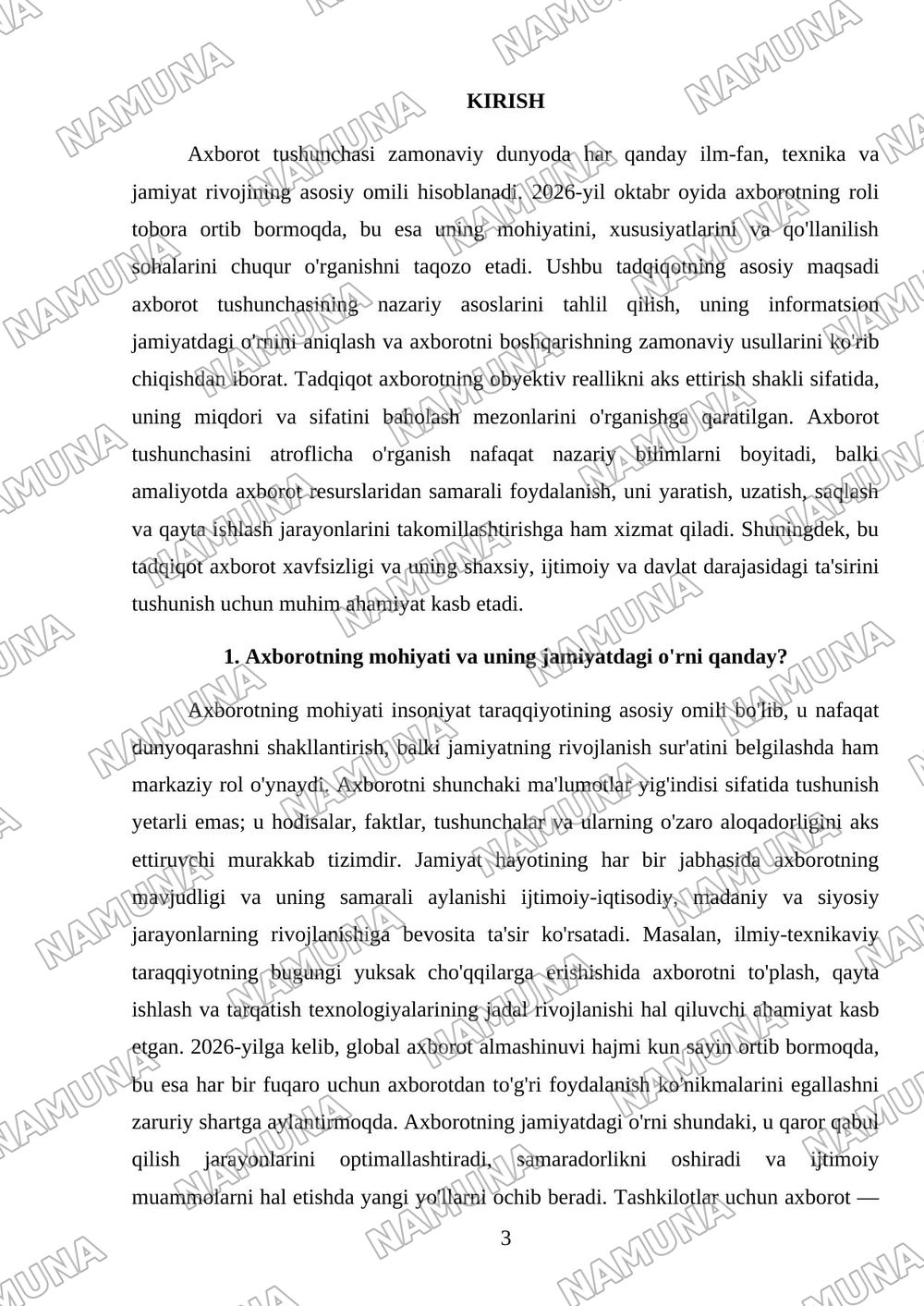 Axborot tushunchasi — mustaqil ish, 3-varaq