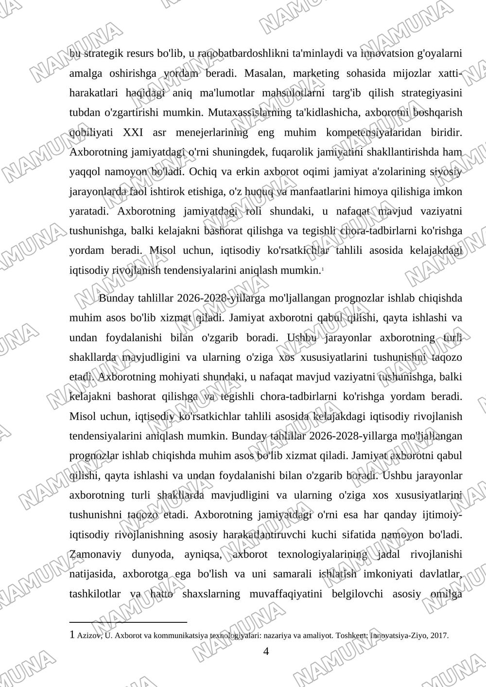 Axborot tushunchasi — mustaqil ish, 4-varaq