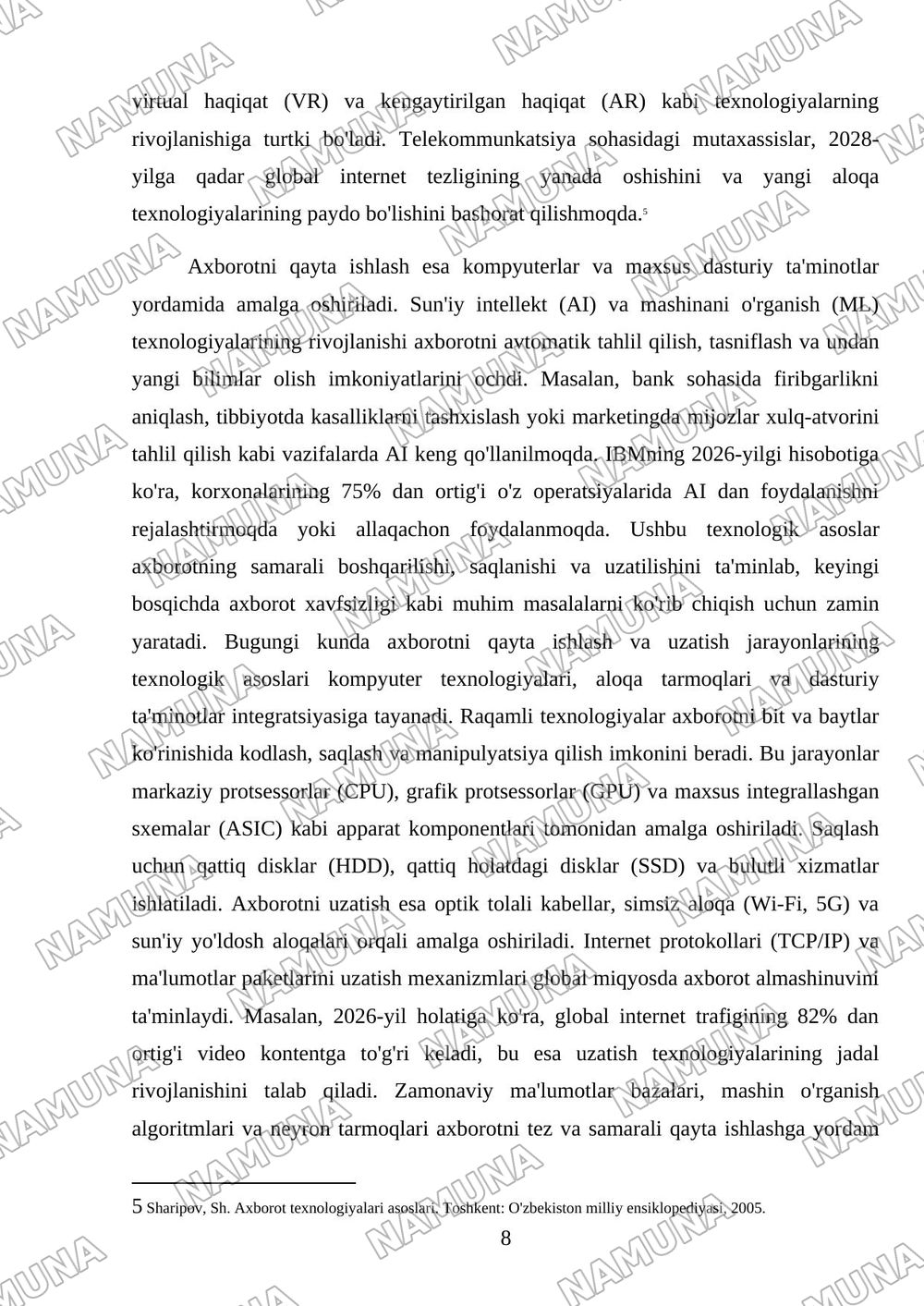 Axborot tushunchasi — mustaqil ish, 8-varaq