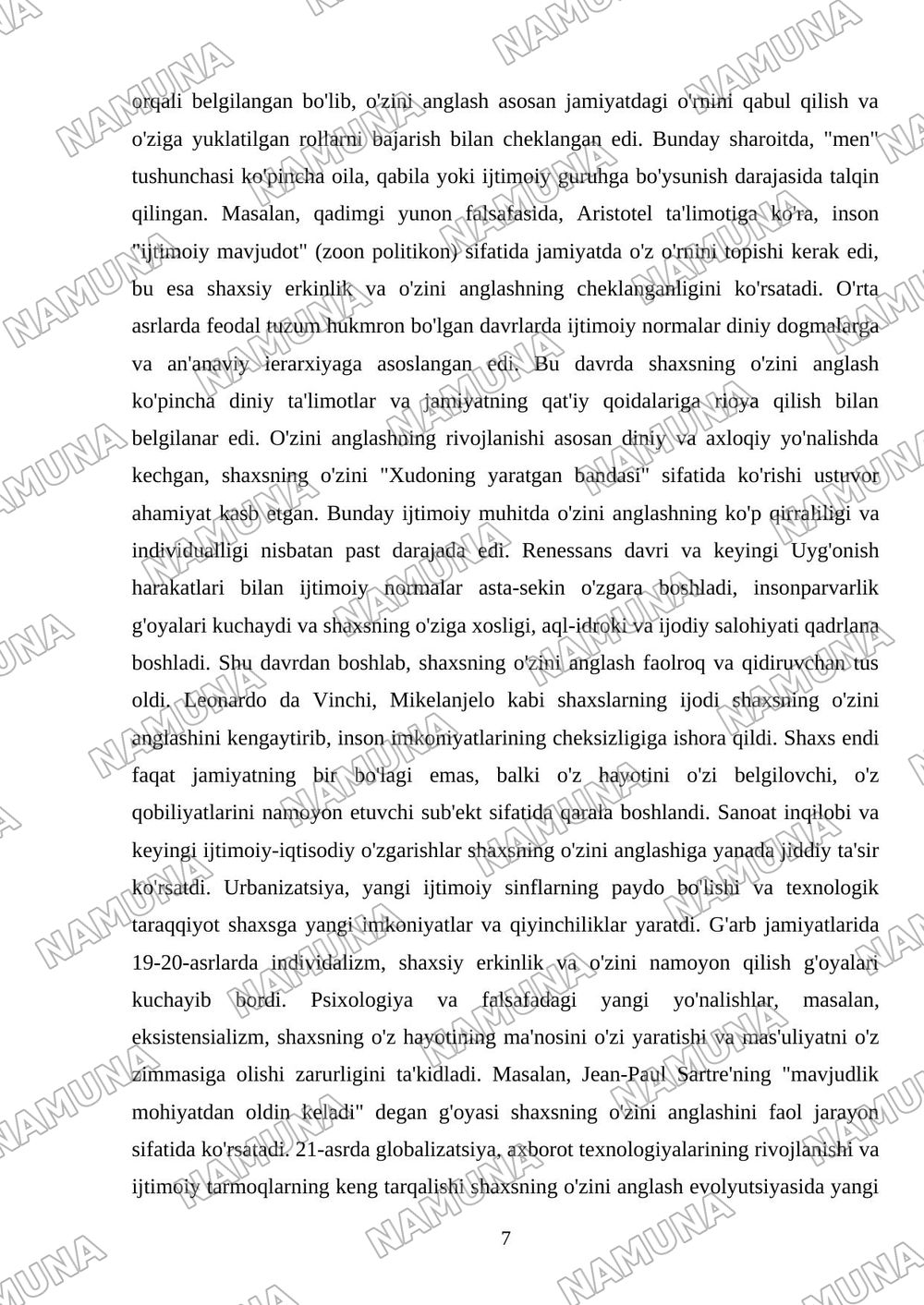Shaxsning rivojlanishida ijtimoiy muhit va tarixiy davrning ro'li — mustaqil ish, 7-varaq