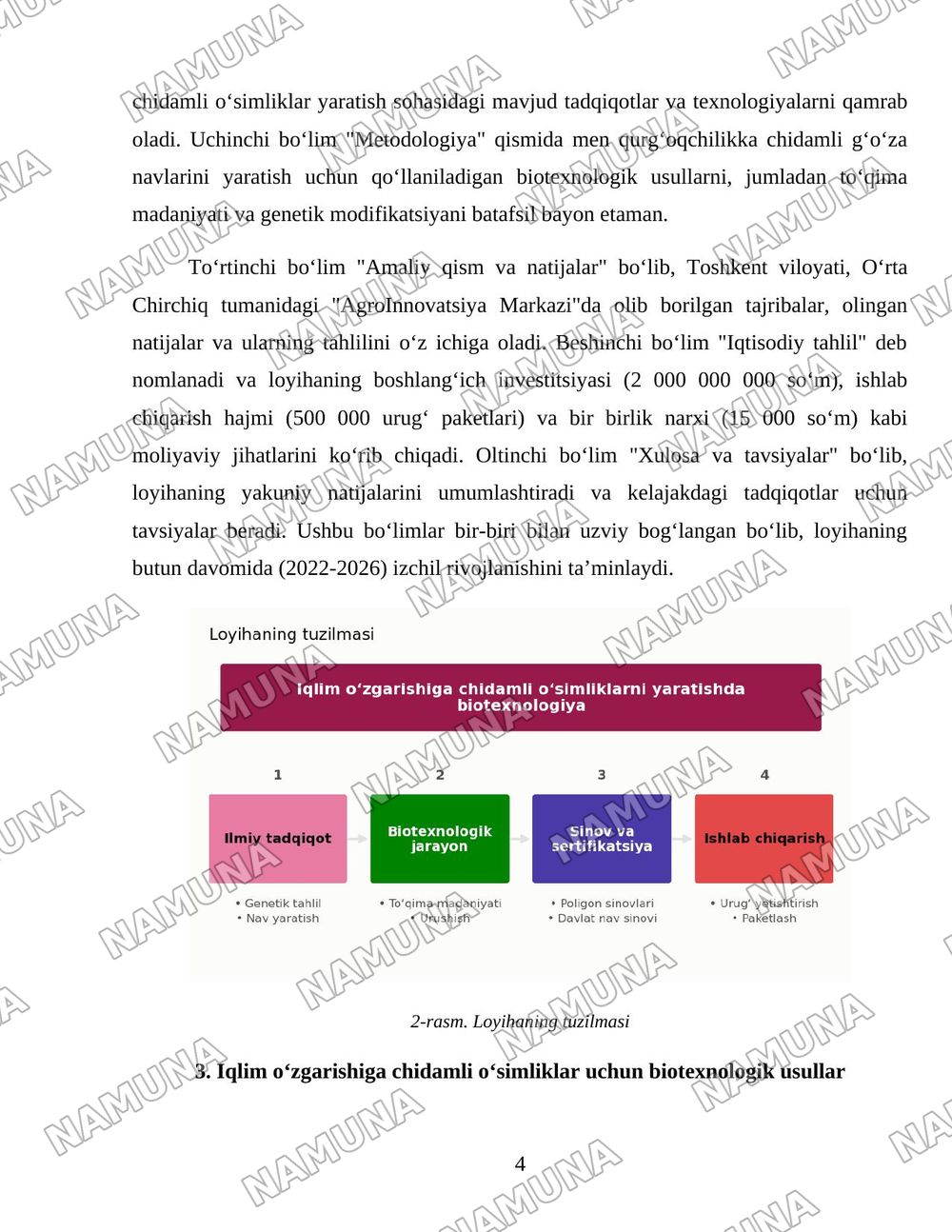 Iqlim oʻzgarishiga chidamli oʻsimliklarni yaratishda biotexnologiya — loyiha ishi, 4-varaq
