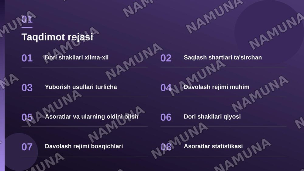 Dori vositalari va ulardan foydalanish usullari. Dori vositalarining shakli, saqlash shartlari. Davolash rejimi, yuborish usullari. Eng keng tarqalgan nojo'ya tasvirlar va asoratlar — zamonaviy taqdimot, 2-slayd
