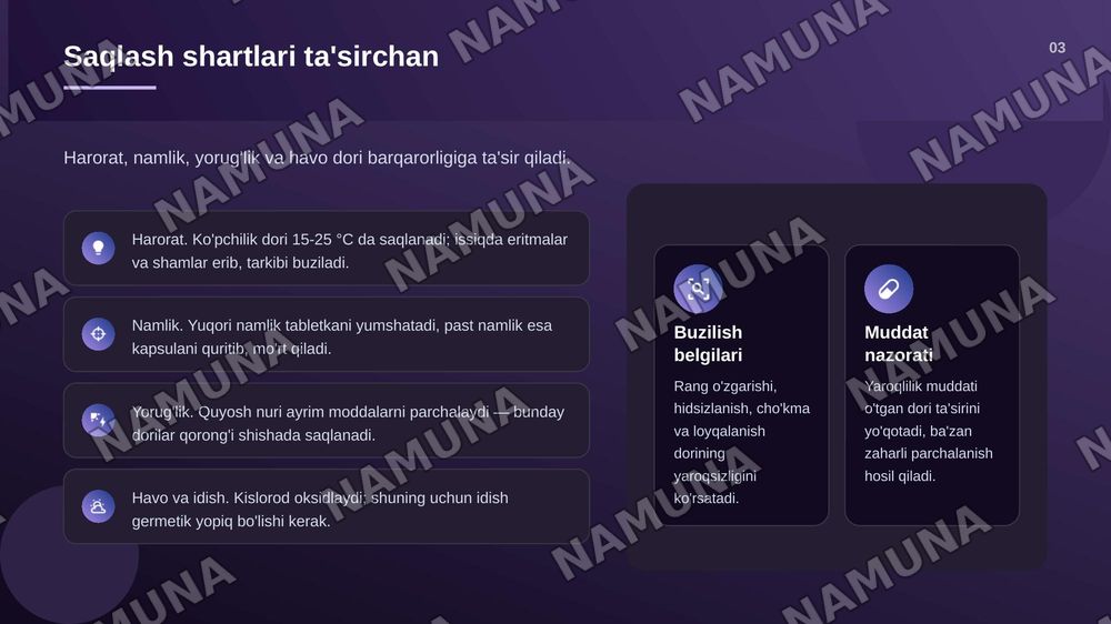 Dori vositalari va ulardan foydalanish usullari. Dori vositalarining shakli, saqlash shartlari. Davolash rejimi, yuborish usullari. Eng keng tarqalgan nojo'ya tasvirlar va asoratlar — zamonaviy taqdimot, 4-slayd