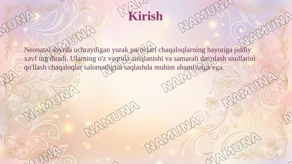 Neonatal chaqaloqlarda yurak paroklari ( Oq paroklari) — taqdimot, 3-slayd
