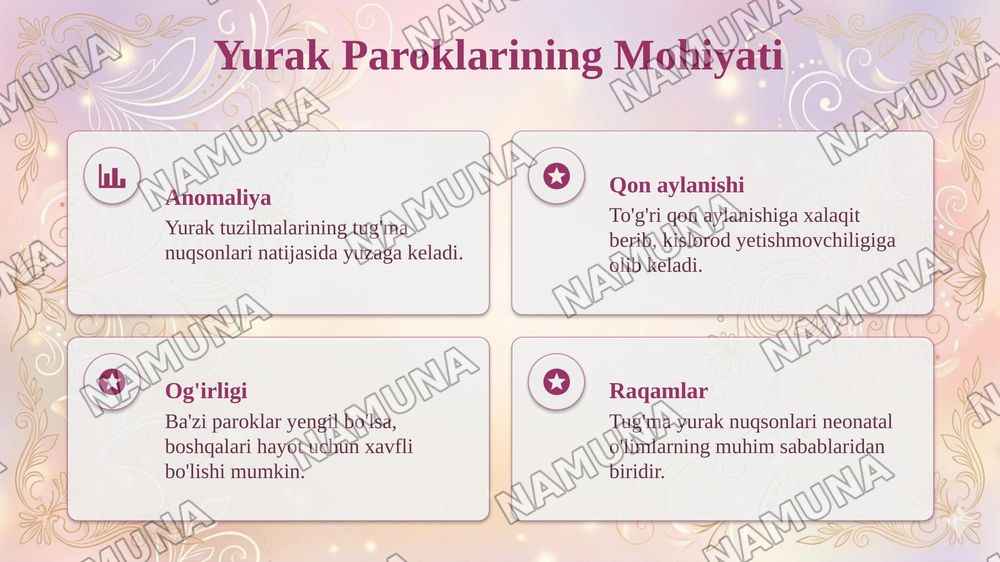 Neonatal chaqaloqlarda yurak paroklari ( Oq paroklari) — taqdimot, 4-slayd