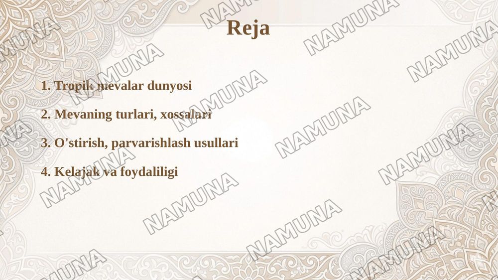 Har xil tropik meva oʻsimliklari va ularning turlari — taqdimot, 2-slayd