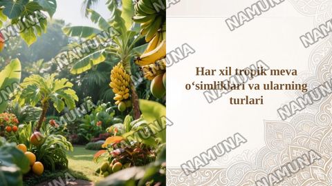 Har xil tropik meva oʻsimliklari va ularning turlari — taqdimot