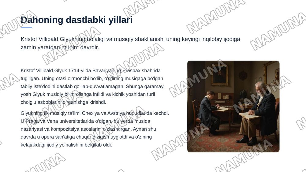 Kristoff Villbold Glyuk — zamonaviy taqdimot, 3-slayd