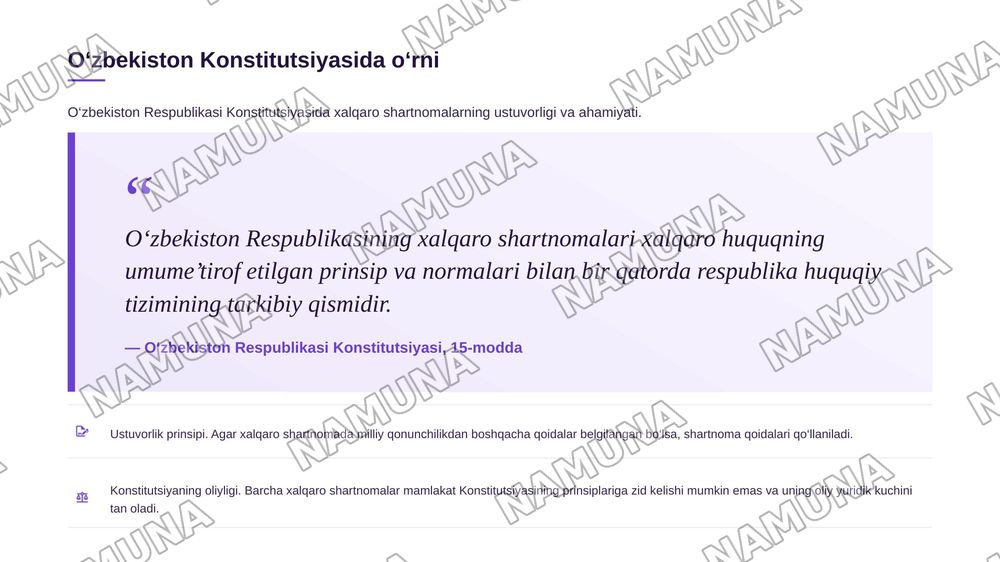 O‘zbekiston Respublikasi XalqaroShartnomalarining Huquqiy Asoslari — zamonaviy taqdimot, 4-slayd
