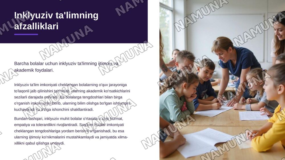 Imkoniyati cheklangan bolalarni inklyuziv va integratsiyalangan ta'limga jalb etish, inklyuziv ta'limga bo'lgan extiyojlar va sabablari. — zamonaviy taqdimot, 4-slayd