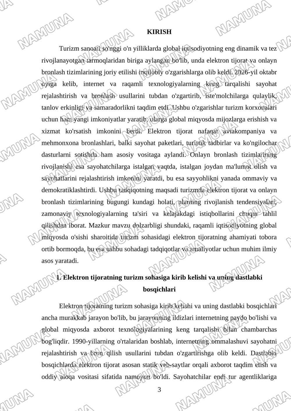 Turizmda elektron tijorat va onlayn bronlash tizimlarining rivojlanishi — mustaqil ish, 3-varaq
