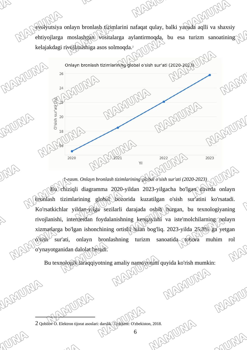 Turizmda elektron tijorat va onlayn bronlash tizimlarining rivojlanishi — mustaqil ish, 6-varaq