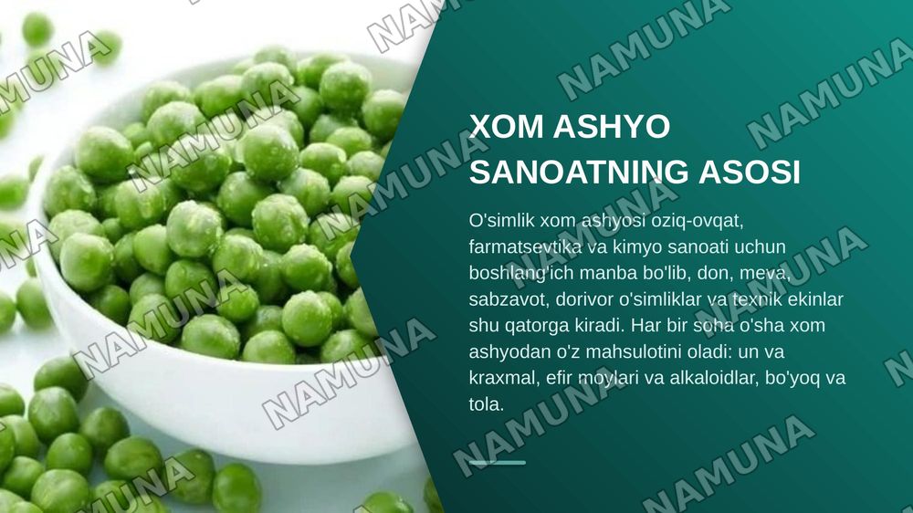 O'simlik xom ashyosini qayta ishlashning texnologik bosqichlari — zamonaviy taqdimot, 3-slayd