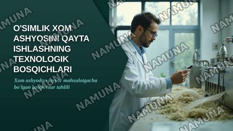 O'simlik xom ashyosini qayta ishlashning texnologik bosqichlari — zamonaviy taqdimot