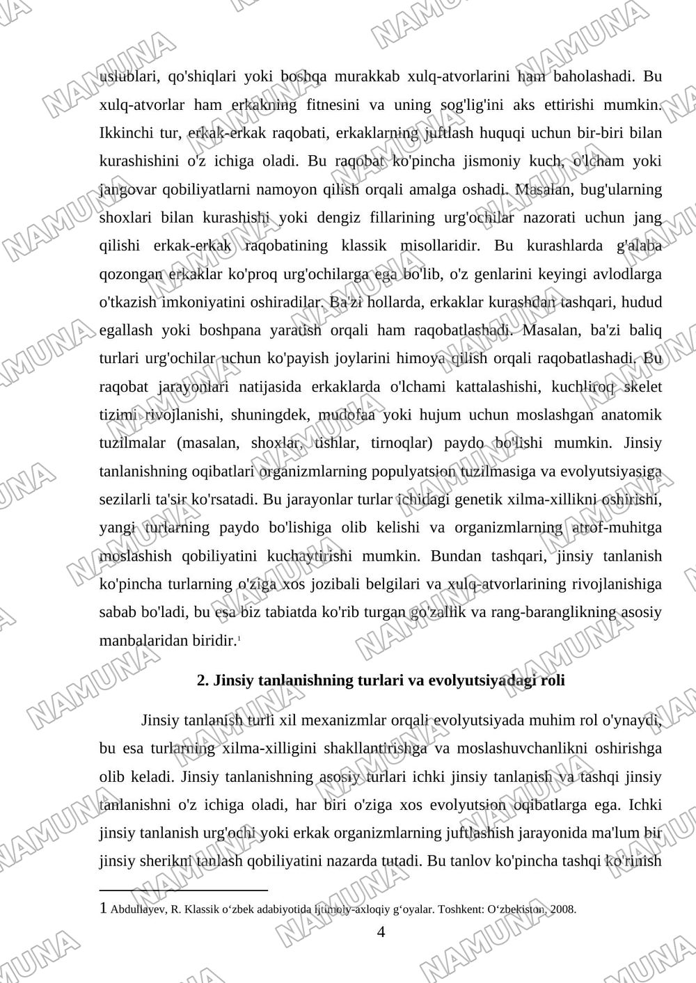 yabiiy va jinsiy tanlanish nazariyalari — referat, 4-varaq