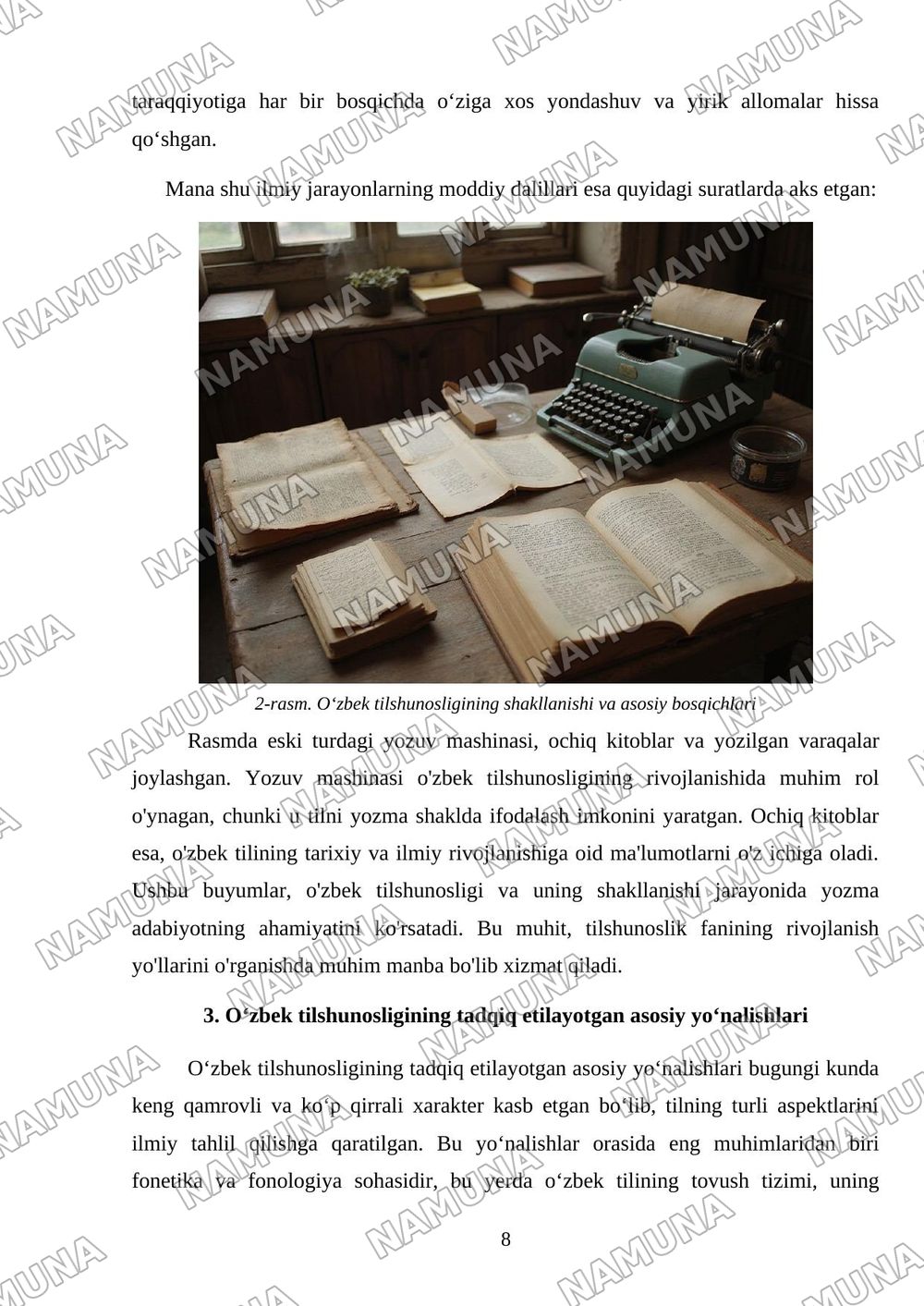 Oʻzbek tilshunosligi va uning rivojlanish yoʻllari — mustaqil ish, 8-varaq