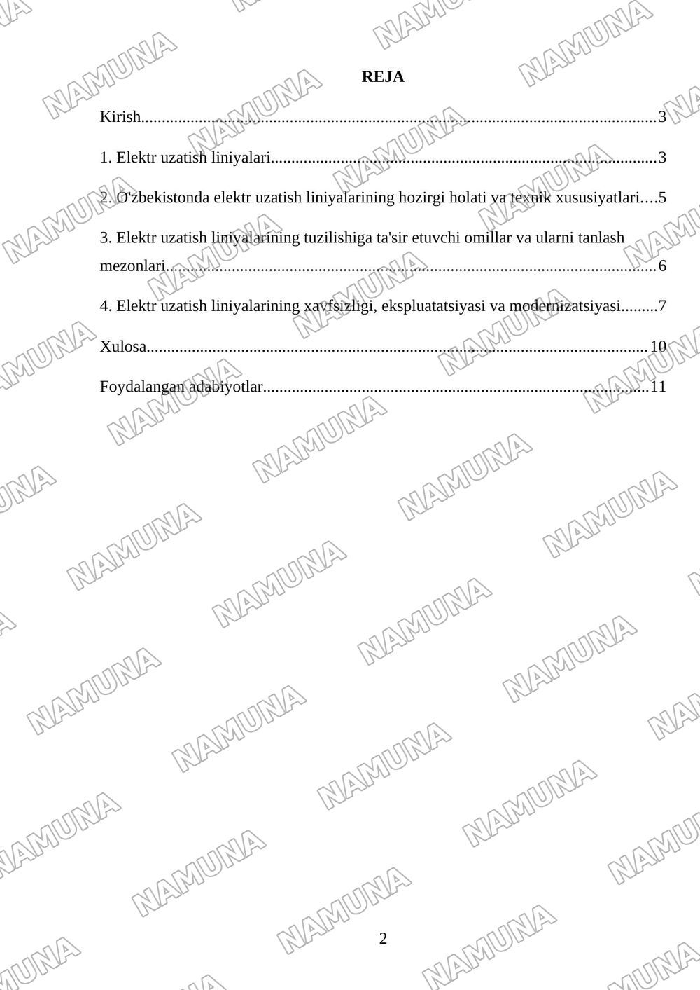 Elektr uzatish linyalarining tuzulishi — mustaqil ish, 2-varaq