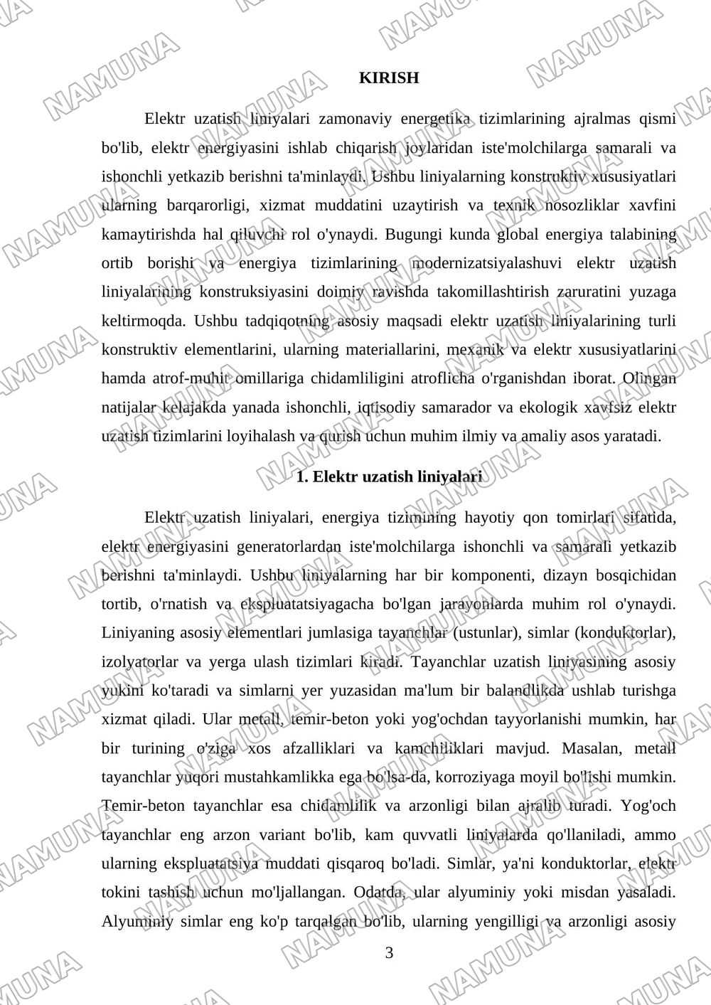 Elektr uzatish linyalarining tuzulishi — mustaqil ish, 3-varaq