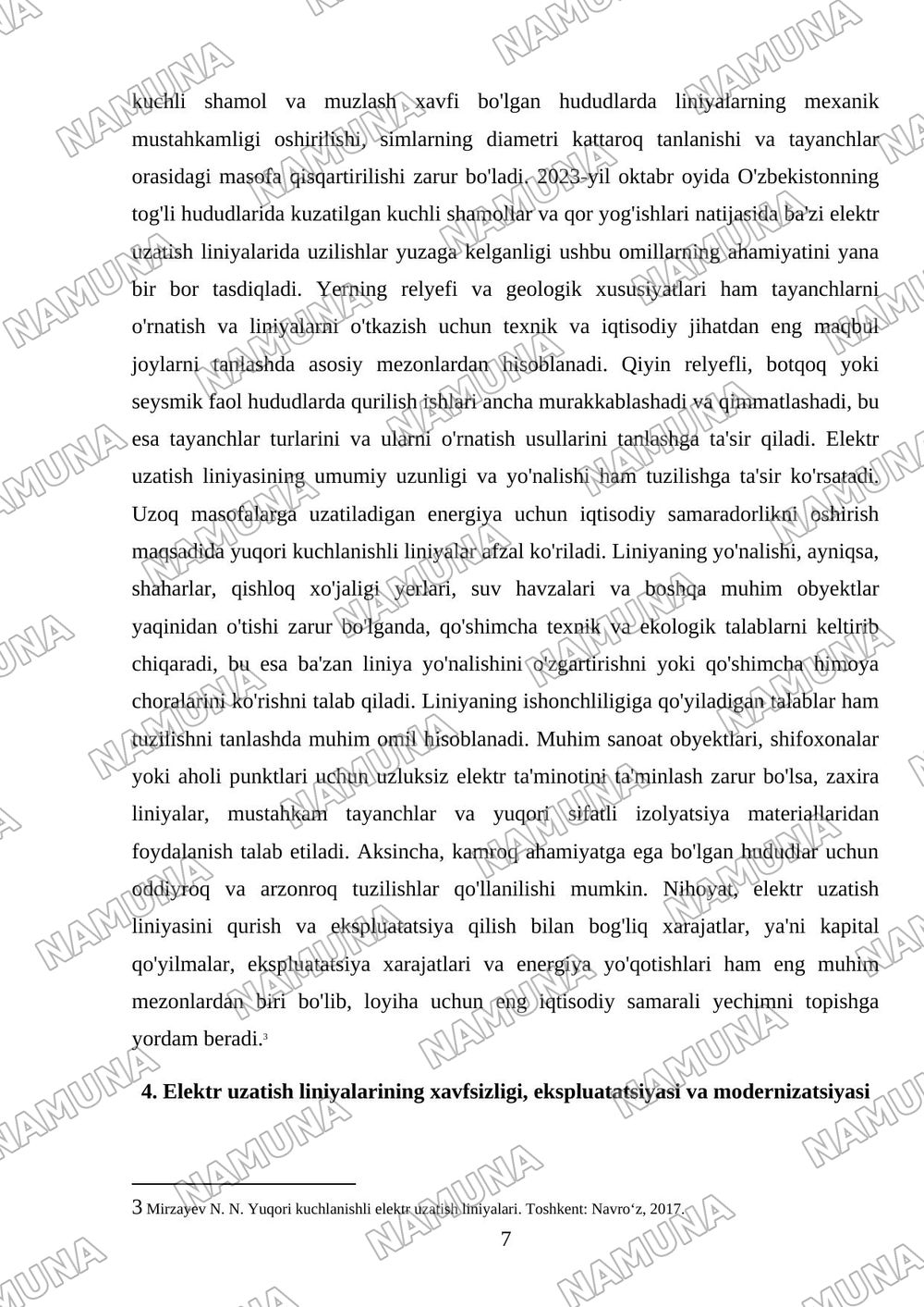 Elektr uzatish linyalarining tuzulishi — mustaqil ish, 7-varaq
