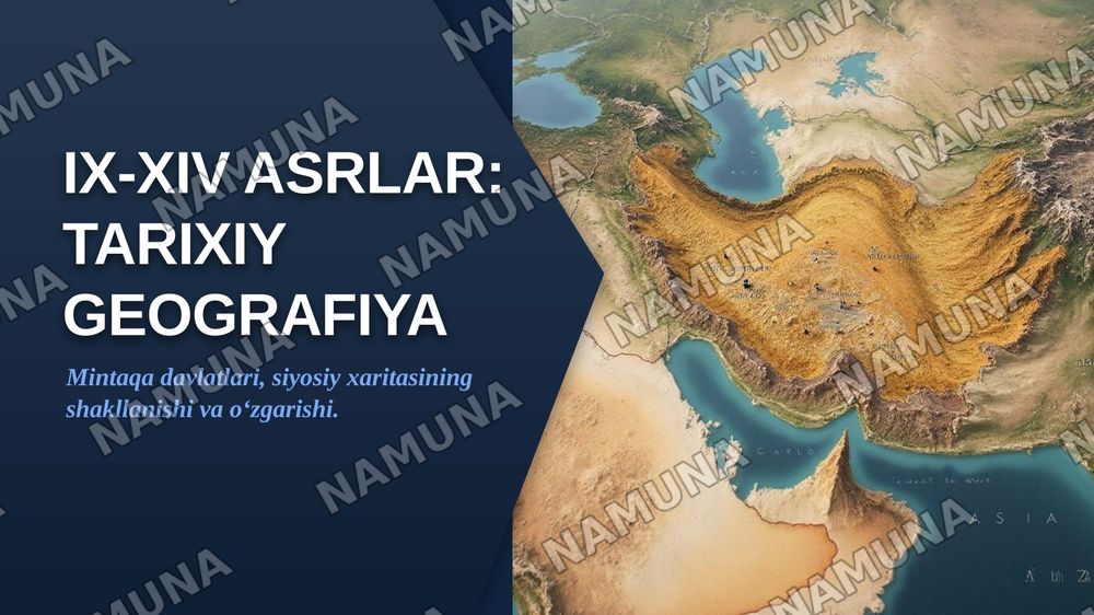 IX va XIV asrlarda Oʻrta Osiyoning tarixiy geografiyasi Tohiriylar Qoraxoniylar Gʻaznaviylar davlatlari — zamonaviy taqdimot, 1-slayd