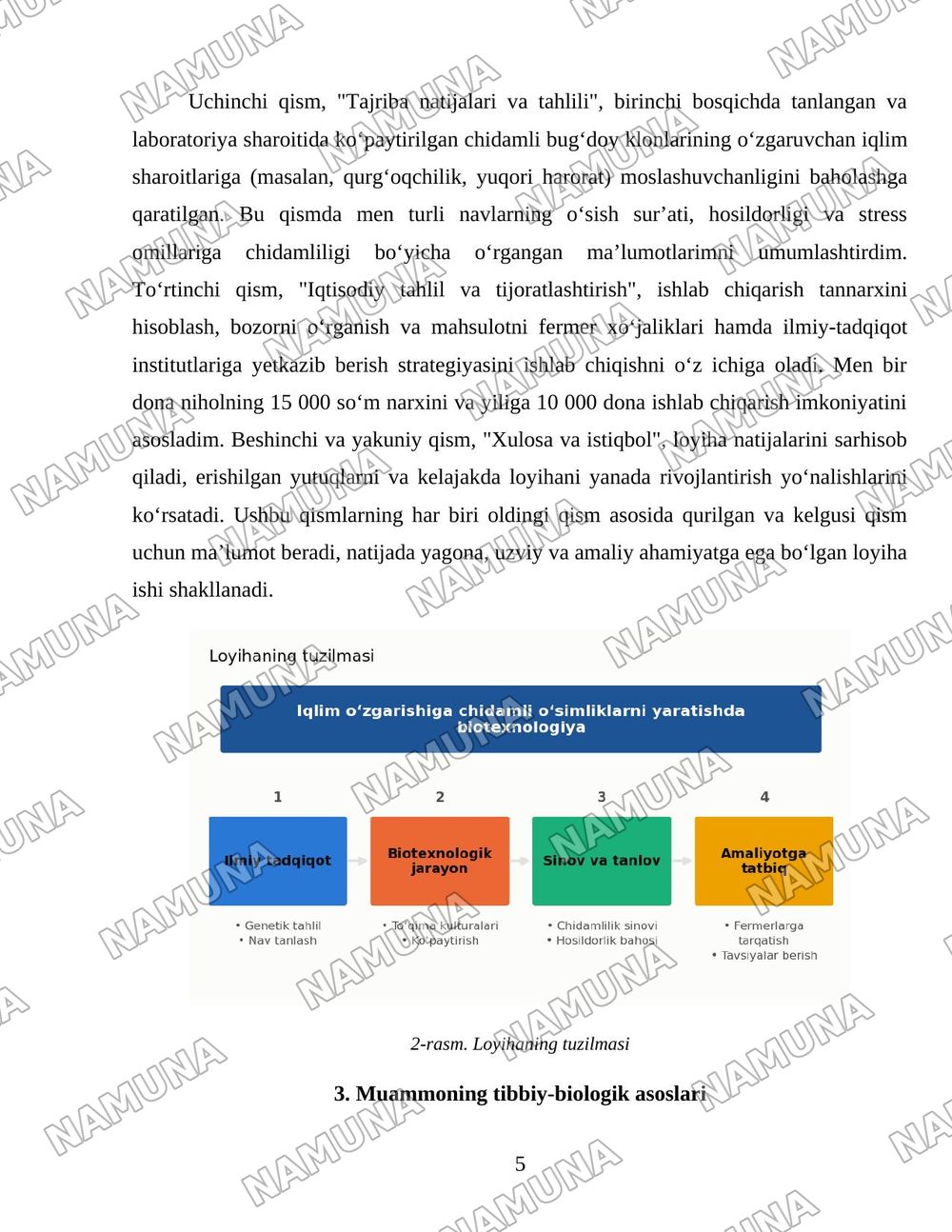 Iqlim oʻzgarishiga chidamli oʻsimliklarni yaratishda biotexnologiya — loyiha ishi, 5-varaq