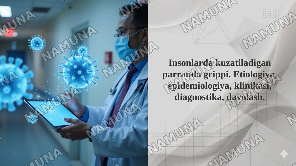 Insonlarda kuzatiladigan parranda grippi. Etiologiya, epidemiologiya, klinikasi, diagnostika, davolash. — taqdimot, 1-slayd