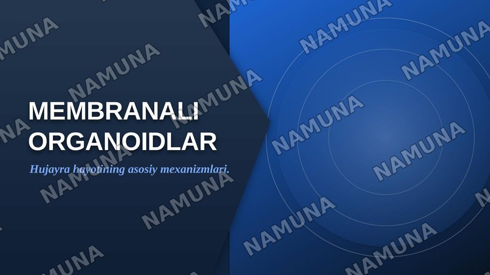 Membranali organoidlar: endoplazmatik to’r, golji majmuasi, peroksisoma va lizosomafunksiyalarini taqqoslash — zamonaviy taqdimot, 1-slayd