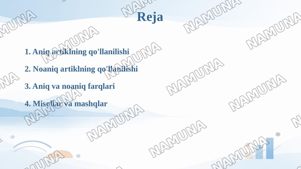Aniq va noaniq artikllar — taqdimot, 2-slayd