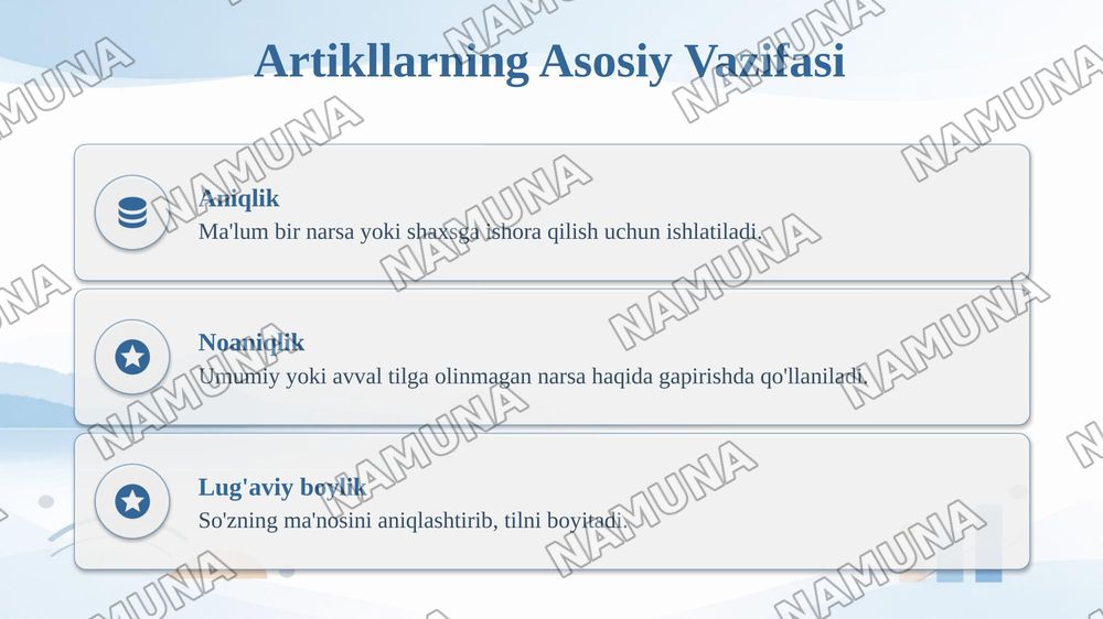 Aniq va noaniq artikllar — taqdimot, 4-slayd