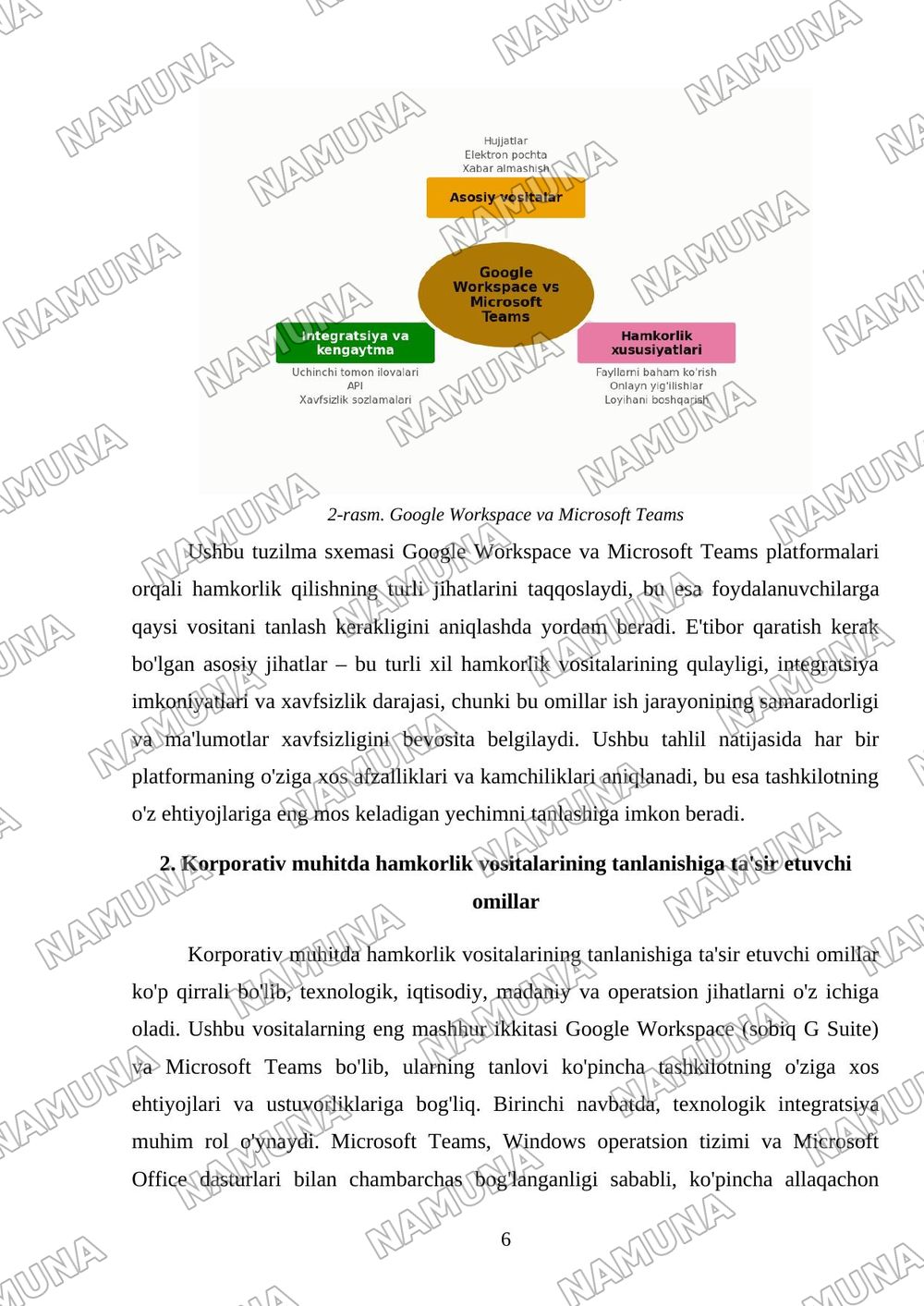 Google Dece yoki Microsoft Tems orqali hamkorlik — mustaqil ish, 6-varaq