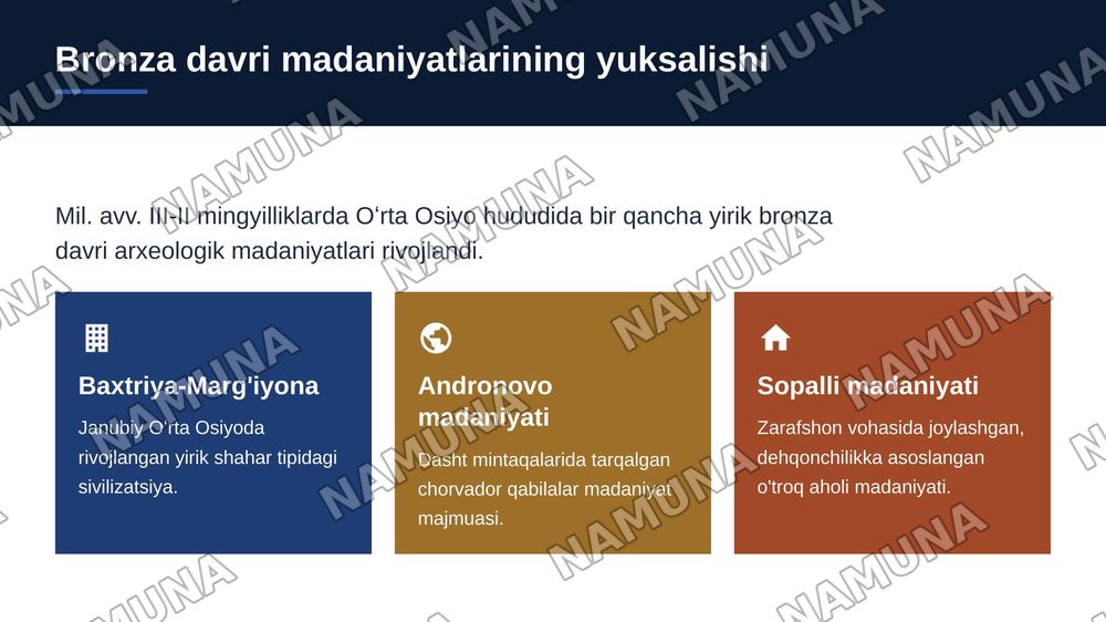 Enolit bronza va ilk temir davri Oʻrta Osiyo — zamonaviy taqdimot, 5-slayd