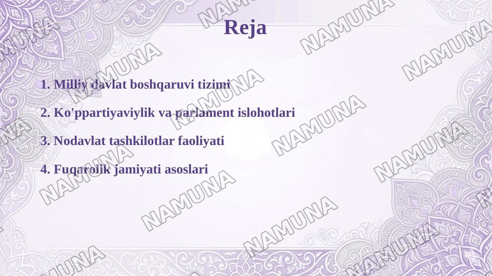 O‘zbekistonda demokratik, fuqarolik jamiyati asoslari shakllanishi — taqdimot, 2-slayd