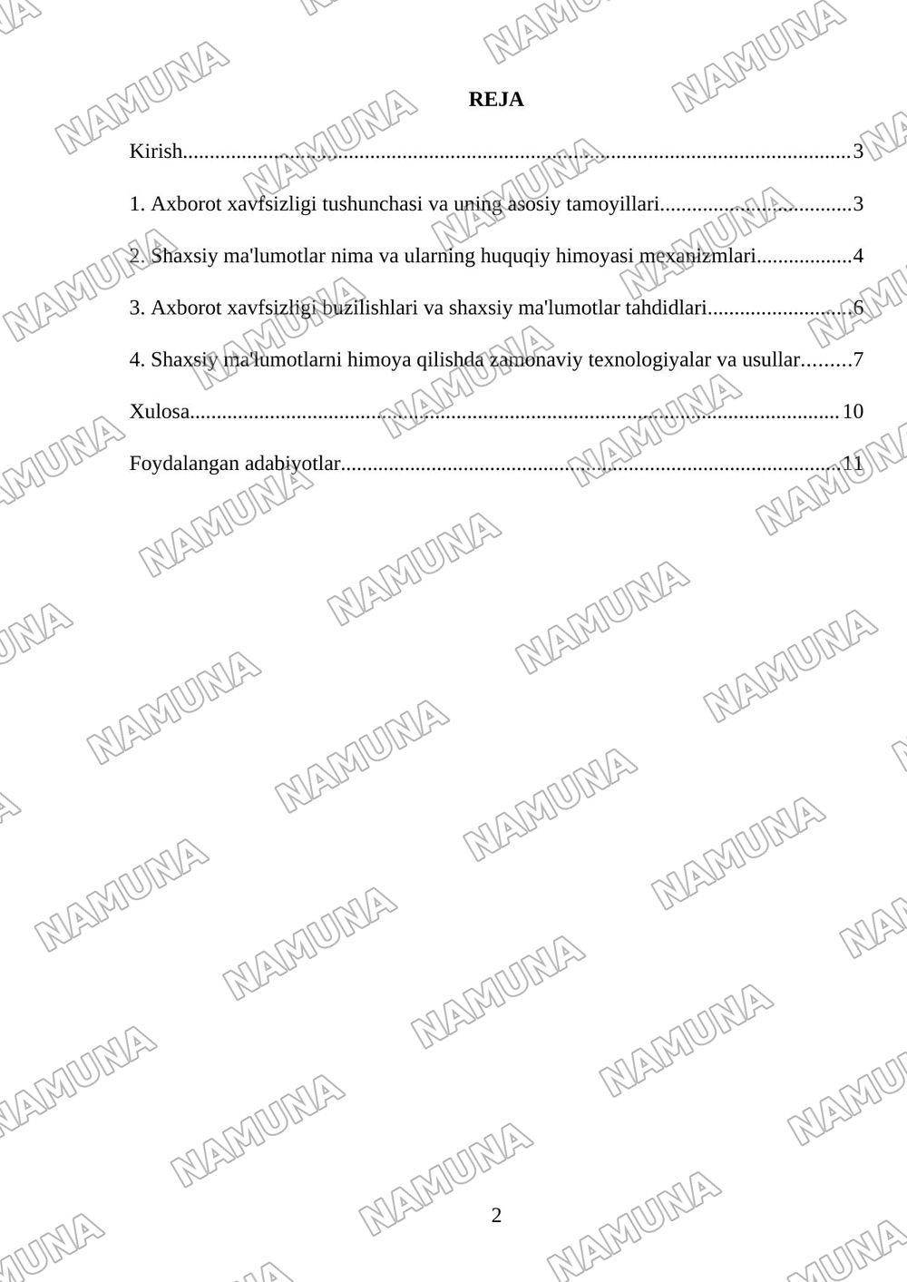Axborot xavfsizligi va shaxsiy ma'lumotlarni himoya qilish — mustaqil ish, 2-varaq