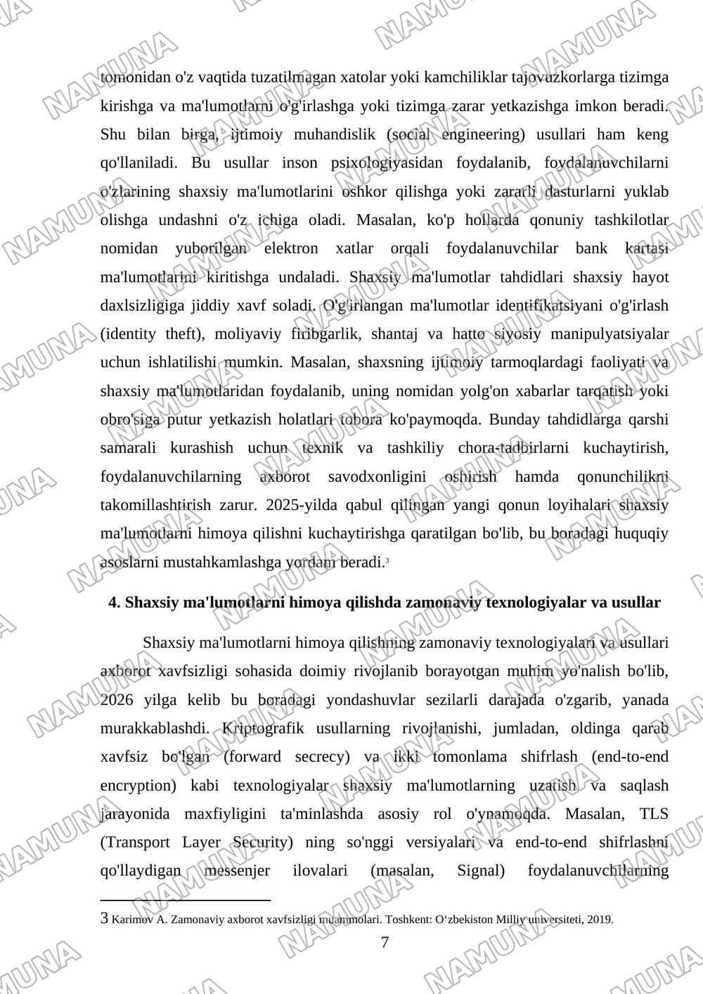 Axborot xavfsizligi va shaxsiy ma'lumotlarni himoya qilish — mustaqil ish, 7-varaq