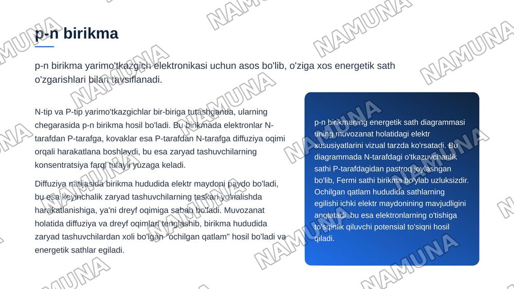 Tranzistorning energetik sath tasviri — zamonaviy taqdimot, 7-slayd