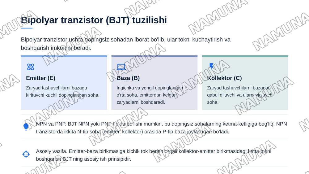 Tranzistorning energetik sath tasviri — zamonaviy taqdimot, 8-slayd