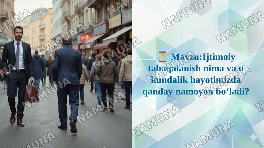 ⏳ Mavzu:Ijtimoiy tabaqalanish nima va u kundalik hayotimizda qanday namoyon bo‘ladi? — taqdimot, 1-slayd