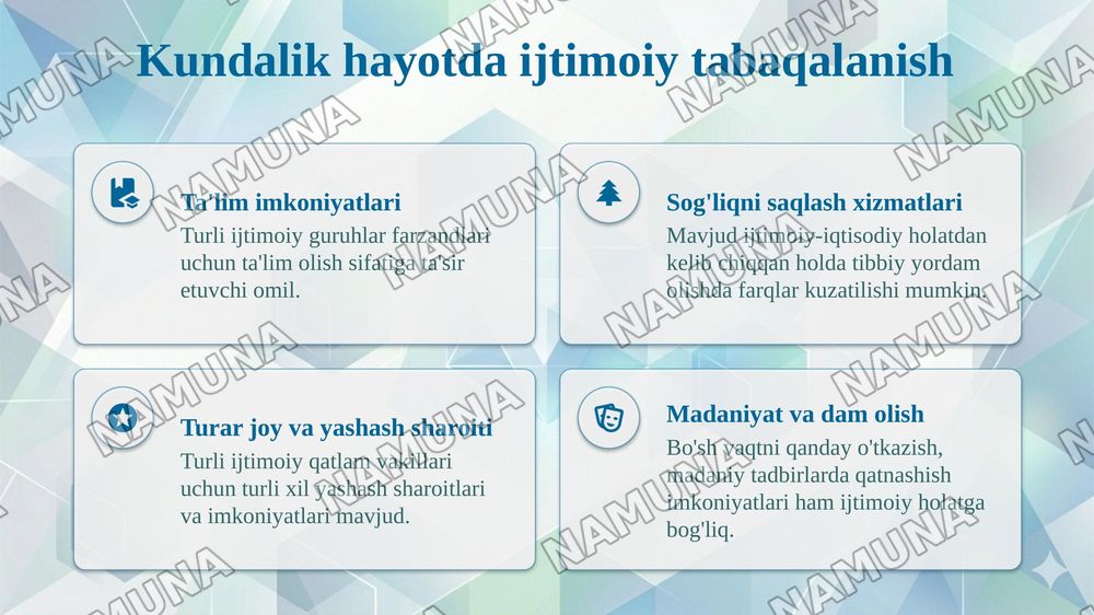⏳ Mavzu:Ijtimoiy tabaqalanish nima va u kundalik hayotimizda qanday namoyon bo‘ladi? — taqdimot, 6-slayd