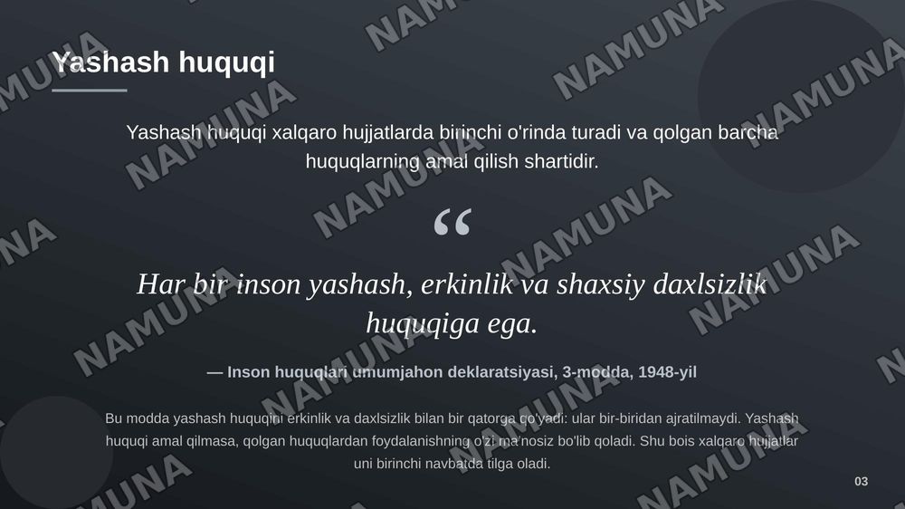 Shaxshiy huquq va erkinliklar — zamonaviy taqdimot, 4-slayd