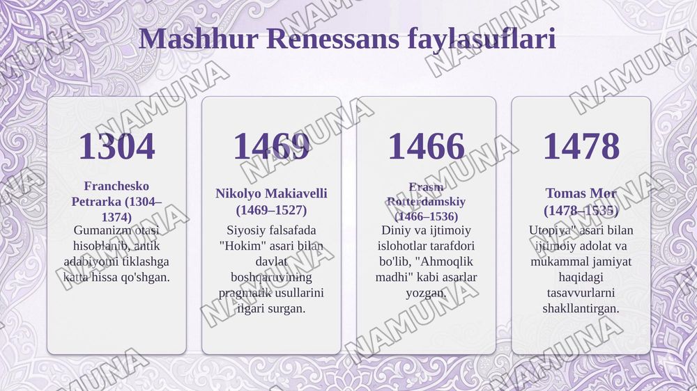 Uygʻonish davrining muhim faylasuflari va gʻoyalari — taqdimot, 5-slayd