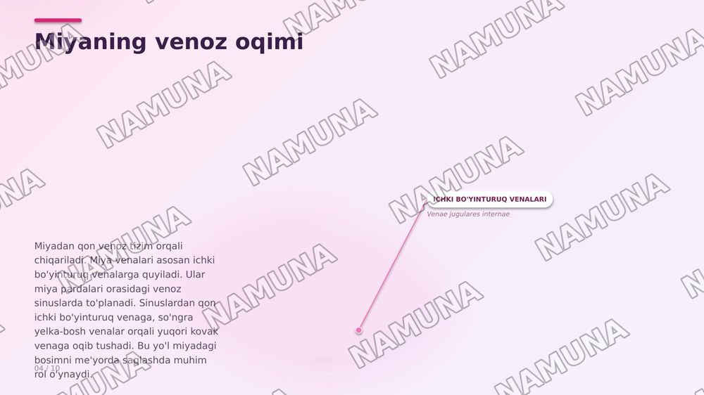 Bosh miyaning qon bilan taminlanishi. Bosh miya va miya pardalari venoz oqimi. Bosh va boyin soxasining limfa oqimi — zamonaviy taqdimot, 7-slayd