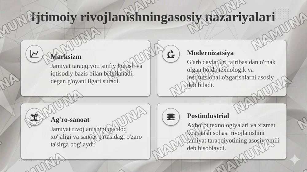 Ijtimoiy rivojlanish nazariyalari va uning metodologik asoslari — taqdimot, 4-slayd