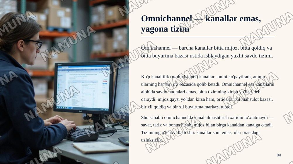 Omnichannel  (ko’p kanalli) savdo tizimi va zamonaviy taqsimlash kanallarini loyihalash. — zamonaviy taqdimot, 5-slayd